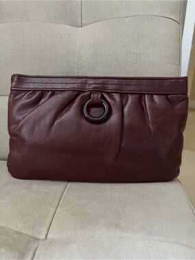 Leather Clutch Bag in Deep Burgundy